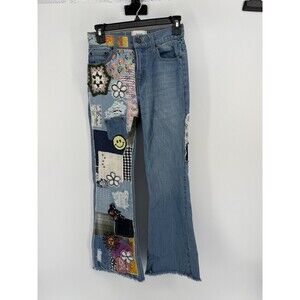 BDG Urban Outfitters Patchwork Crochet Jeans flare bell bottom Embroidered 24